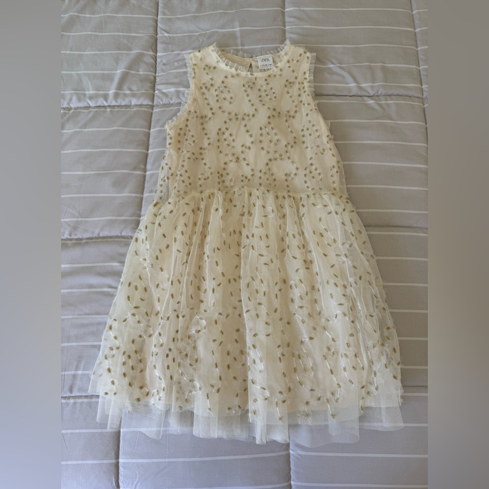 Zara Cream and Gold Formal Kids Dress